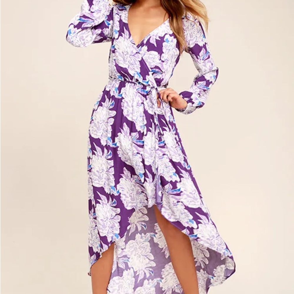 Lucy Love Purple Floral Long Sleeve Dress